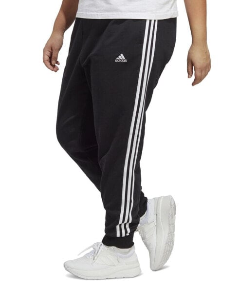 Plus Size Essentials 3-Striped Cotton French Terry Cuffed Joggers