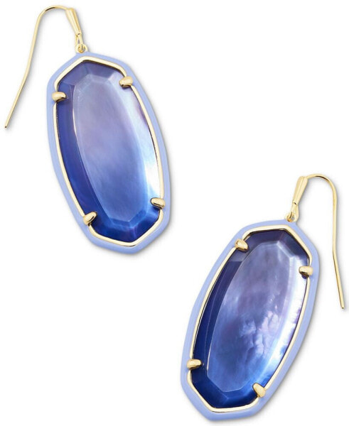 14k Gold-Plated Color-Framed Stone Drop Earrings
