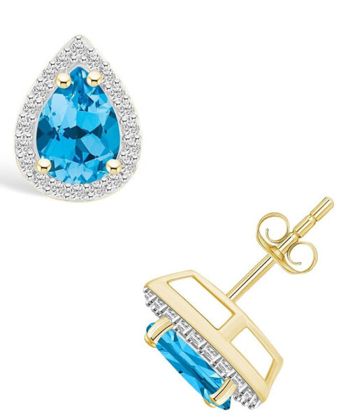 Серьги Macy's Blue Topaz and Created Sapphire Halo Studs