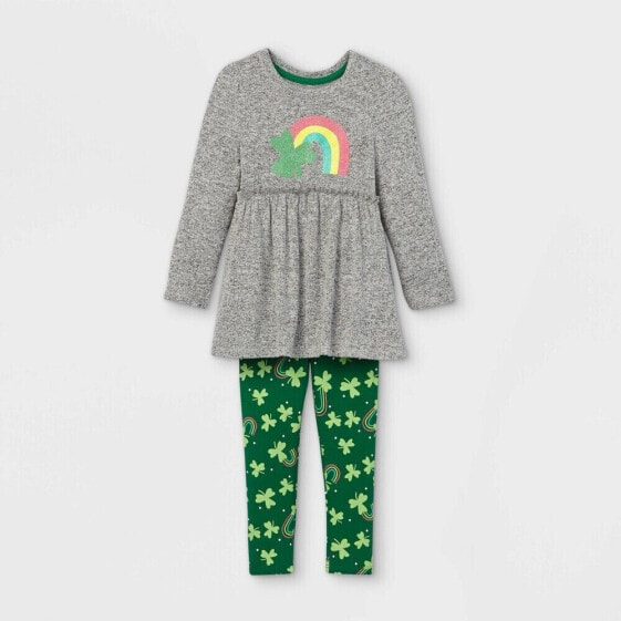 Cat & Jack Toddler Girls Rainbow Long Sleeve Top and Leggings Set Size 12M