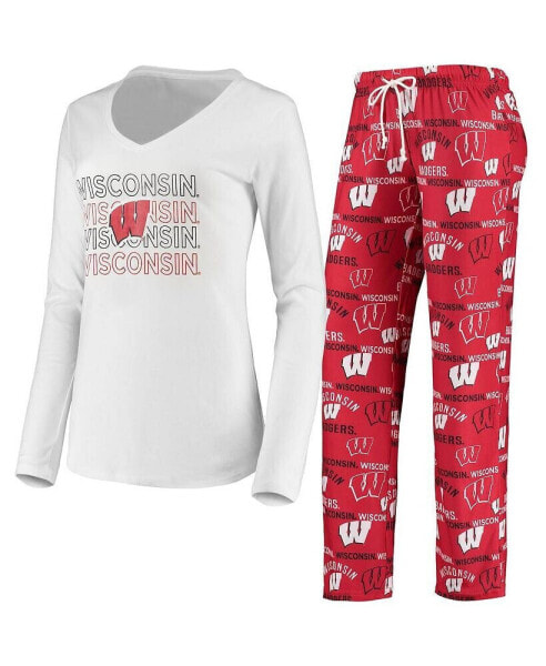 Пижама Concepts Sport женская "Флагман" с длинным рукавом и брюки, красно-белые Wisconsin Badgers