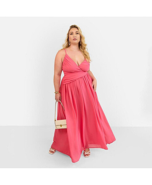 Plus Size Vittoria Chiffon Drape Maxi A Line Dress