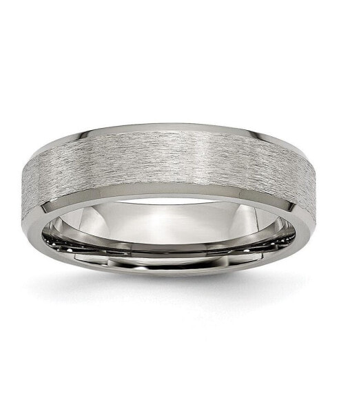 Titanium Brushed Center Beveled Edge Wedding Band Ring