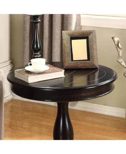 Round Wood Pedestal Side Table, Black