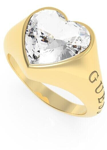 Romantic gold-plated ring with glittering heart UBR70004
