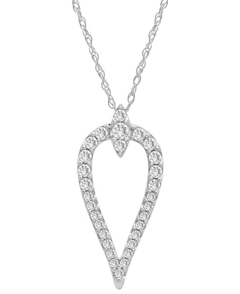 Macy's diamond Inverted Teardrop 18" Pendant Necklace (1/4 ct. t.w.) in 10k White Gold