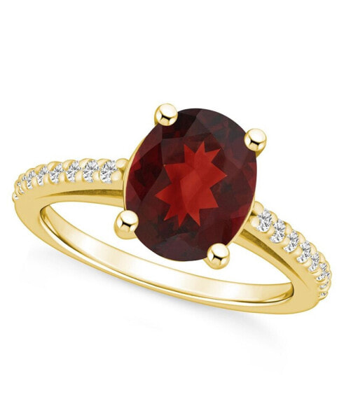Garnet (3-1/10 ct. t.w.) and Diamond (1/4 ct. t.w.) Ring in 14K Yellow Gold