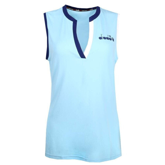 Diadora Icon Tennis V Neck Athletic Tank Top Womens Blue Casual Athletic 179115