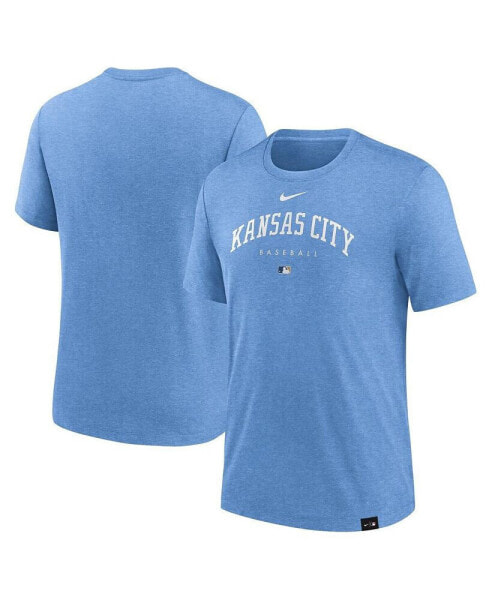 Men's Heather Light Blue Kansas City Royals Authentic Collection Early Work Tri-Blend Performance T-shirt