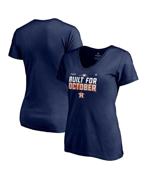 Women's Navy Houston Astros 2021 Postseason Locker Room Plus Size V-Neck T-shirt