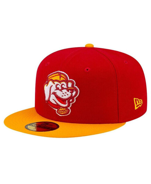 Men's Red Bowling Green Hot Rods Theme Night Hot Dogs 59FIFTY Fitted Hat