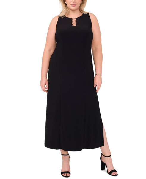 Plus Size Three-Ring Hardware Sleeveless Maxi Dress