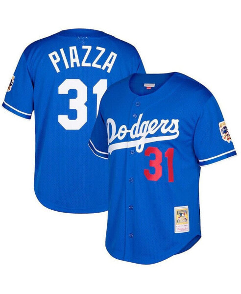 Men's Mike Piazza Royal Los Angeles Dodgers Big and Tall Cooperstown Collection Mesh Button-Up Jersey