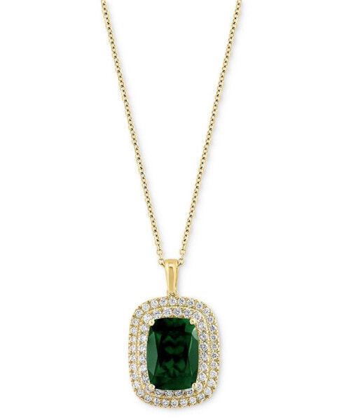 EFFY® Lab Grown Emerald (6-1/5 ct. t.w.) & Lab Grown Diamond (1 ct. t.w.) 18" Pendant Necklace in 14k Gold