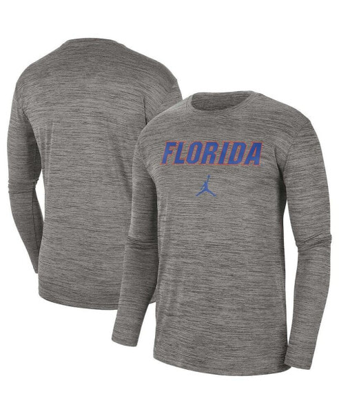 Men's Heather Gray Florida Gators Team Velocity Performance Long Sleeve T-shirt