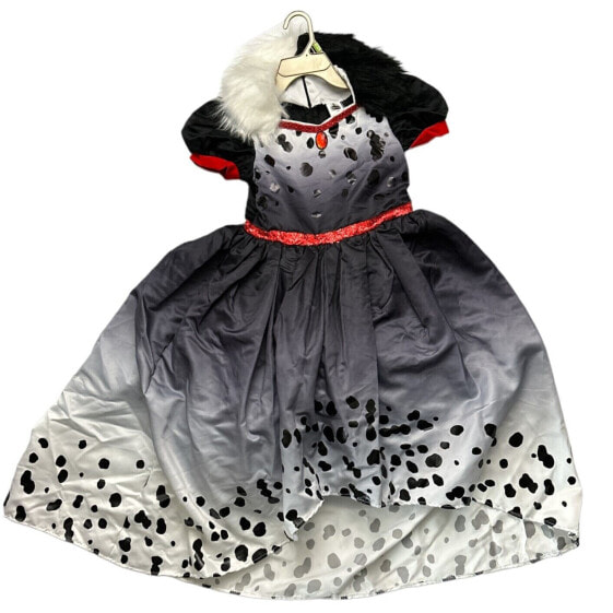 Disguise Disney Cruella De Vil Girl's Faux Fur Collar Dress Costume (M (8-10))