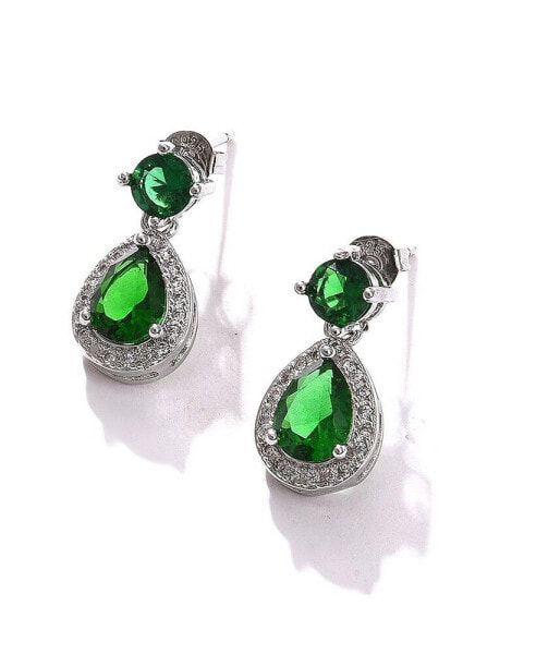 Women's Green Teardrop Stone Drop Earrings