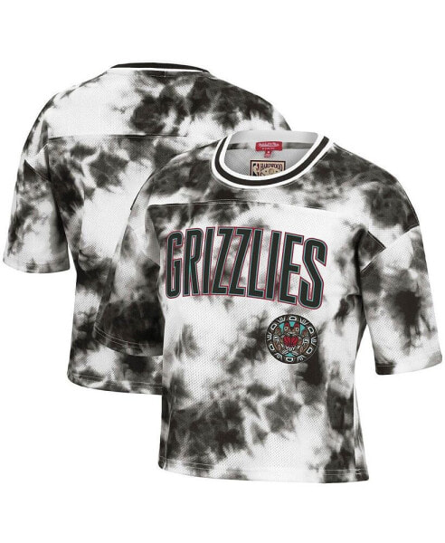 Women's Mitchell & Ness Black, White Vancouver Grizzlies Hardwood Classics Tie-Dye Cropped T-shirt