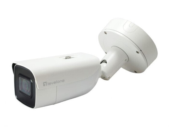 LevelOne Gemini Zoom IP Camera - 8-Mp - H.265 - 802.3At - PoE - IR Leds - Indoor/Outdoor - Two-Way Audio - IP security camera - Indoor & outdoor - Wired - Floor/wall - White - Bullet
