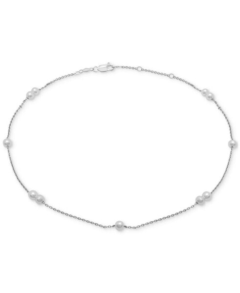 Cultured Freshwater Pearl (3mm) Station Anklet Bracelet