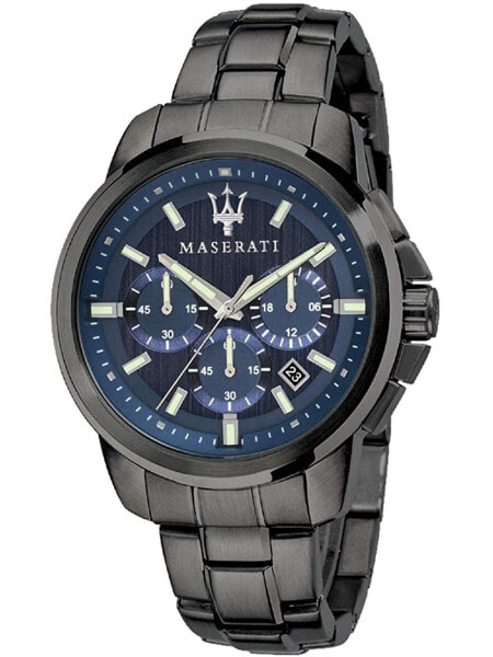 Мужские наручные часы с черным браслетом Maserati R8873621005 Success chronograph 44mm 5ATM