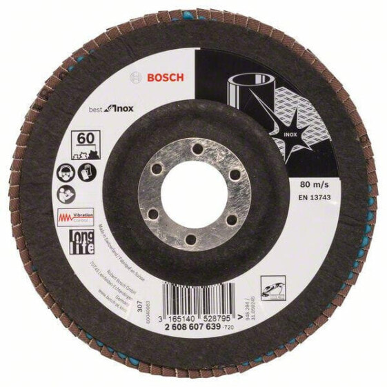 Bosch Fächerschleifscheibe X581, Best for Inox 125 mm, 22,23 mm, 60