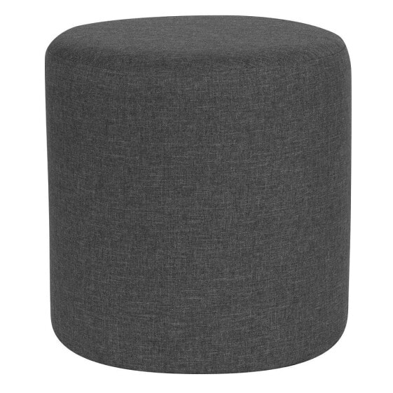 Barrington Upholstered Round Ottoman Pouf In Dark Gray Fabric