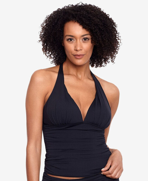 Lauren Ralph Lauren Solids Slimming Halter Tankini Swim Top, Black, 16