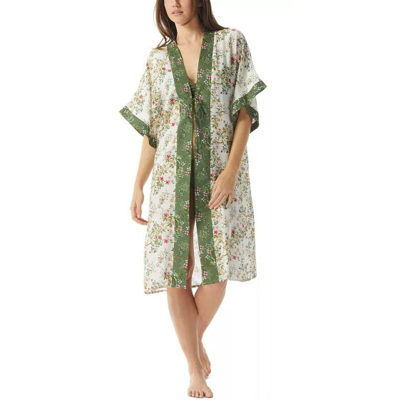 Vince Camuto Womens IVORY Printed Kimono Midi Swim Cover-Up Green Size US Small