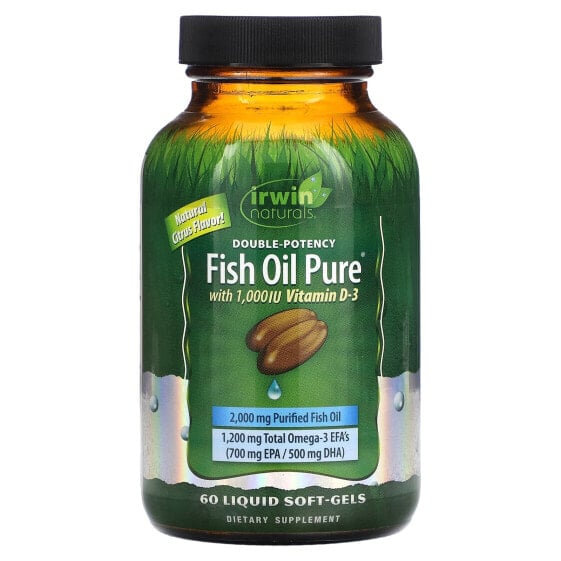 Fish Oil Pure, Double Potency, Citrus, 60 Liquid Soft-Gels