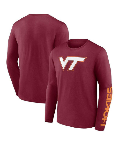 Men's Maroon Virginia Tech Hokies Double Time 2-Hit Long Sleeve T-shirt