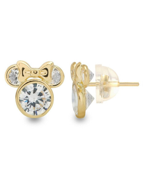 Children's Cubic Zirconia Minnie Mouse Stud Earrings in 14k Gold
