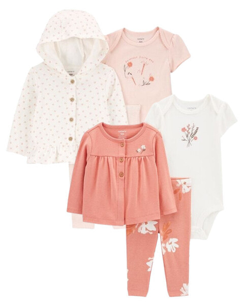 Baby 6-Piece Top, Bodysuits, Pants & Cardigan Set 3M