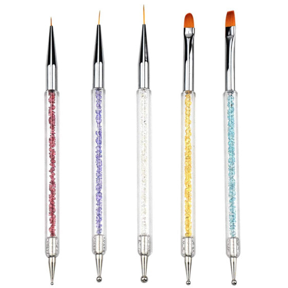 Jinlaili 5 Pieces Nail Art Liner Brush, Nail Dotting Pen, Double Ended Nail Liner Pen, Dotting Tool for Nail Art Designs