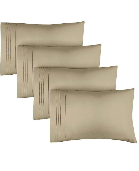 Pillowcase Set of 4 Soft Double Brushed Microfiber - Queen