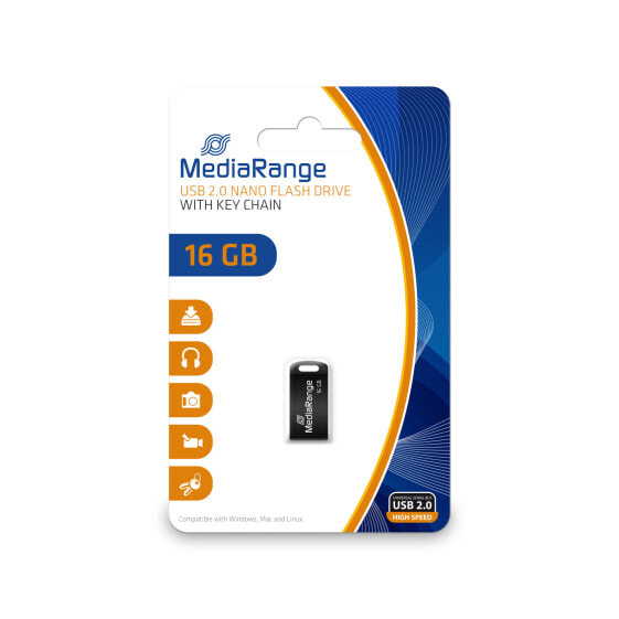 MEDIARANGE MR921 - 16 GB - USB Type-A - 2.0 - 15 MB/s - Capless - Black