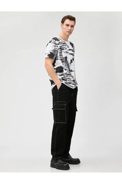 Футболка Koton Abstract Print Round Neck Short Sleeve.