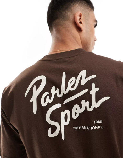 Parlez hondo logo t-shirt in brown