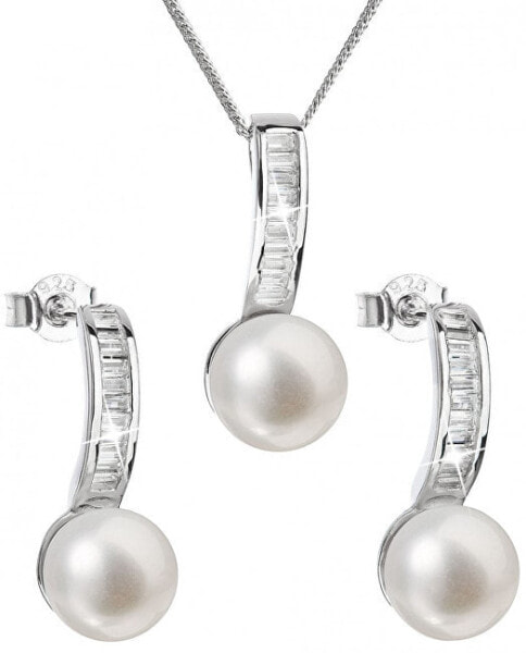 Luxury silver set with genuine pearls Pavon 29019.1