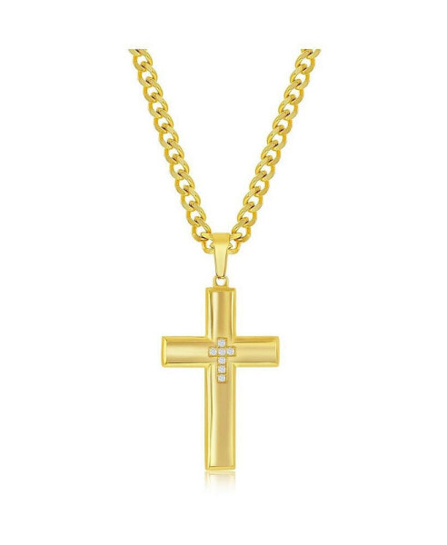 Stainless Steel CZ Cross Necklace