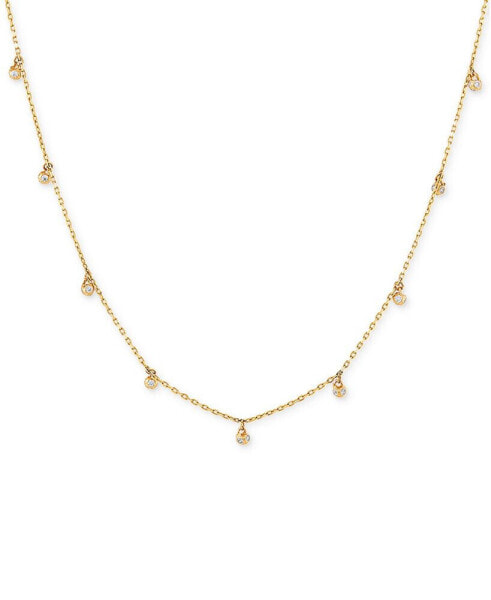 Cubic Zirconia Dangle 18" Statement Necklace in 14k Gold