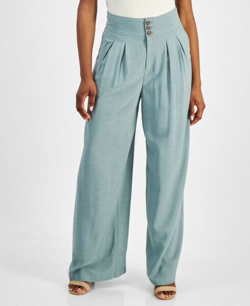 Petite High Rise Pleat-Front Wide Leg Pants, Created for Macy's
