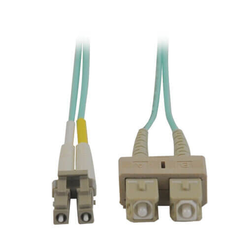 Tripp N816-01M 10Gb Duplex Multimode 50/125 OM3 LSZH Fiber Patch Cable (LC/SC) - Aqua - 1M (3 ft.) - 1 m - OM3 - 2x SC - 2x LC