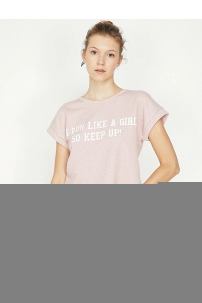 Kadın Pembe Yazı Baskılı T-Shirt 9YAL19339IK