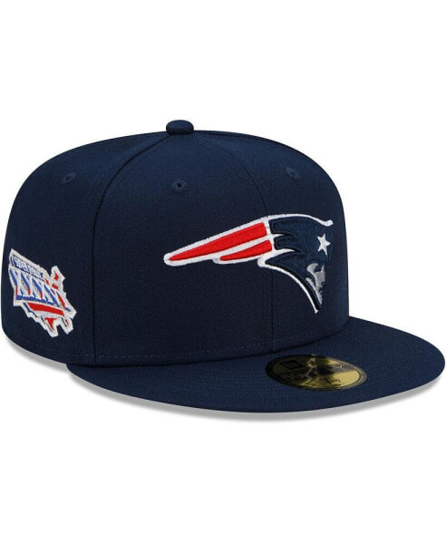 Men's Navy New England Patriots Patch Up Super Bowl XXXVI 59FIFTY Fitted Hat