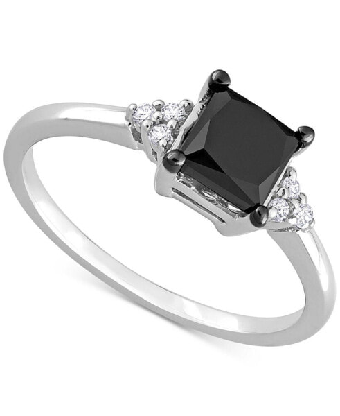 Black Diamond (3/4 ct. t.w.) & White Diamond (1/4 ct. t.w.) Princess-Cut Engagement Ring in 14k White Gold