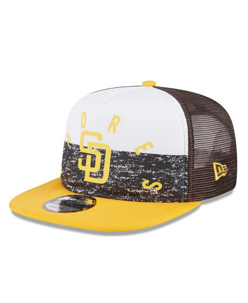 Men's White/Gold San Diego Padres Team Foam Front A-Frame Trucker 9FIFTY Snapback Hat
