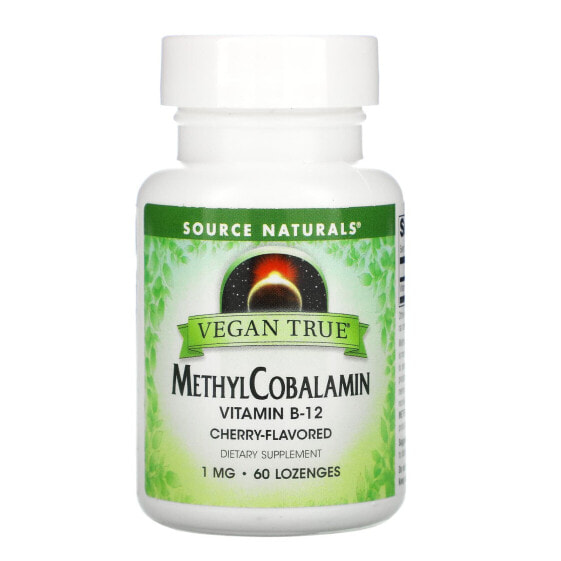 Витамин B-12 Source Naturals Vegan True Метилкобаламин, вишня, 1 мг, 60 таблеток для рассасывания