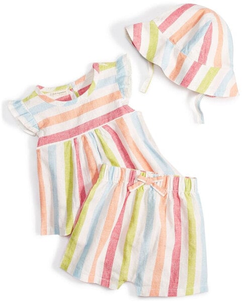 Костюм для малышей First Impressions Пляжный набор с полосатой шапкой, топом и шортами, 3 предмета, в Macy's