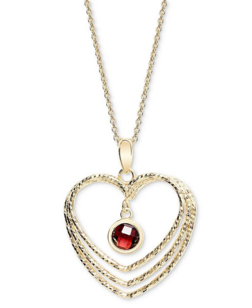 Garnet Orbital Triple Heart Pendant Necklace (1-1/10 ct. t.w.) in 14k Gold-Plated Sterling Silver, 18" + 2" extender